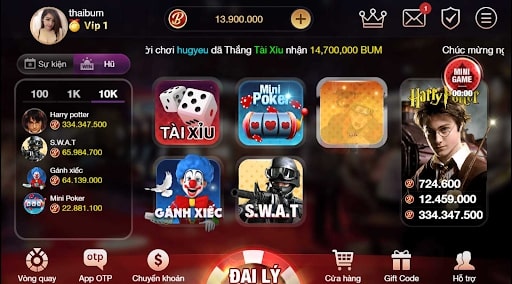 Những trò chơi siêu hút tại bum 86